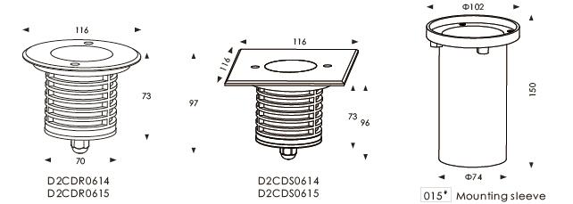 D2CDR0614 D2CDR0615 24V или 110~240V приглаживают поверхностную лампу 1.2W 1.8W на открытом воздухе расклассифицированное IP67 СИД Inground выходного сигнала SMD 2