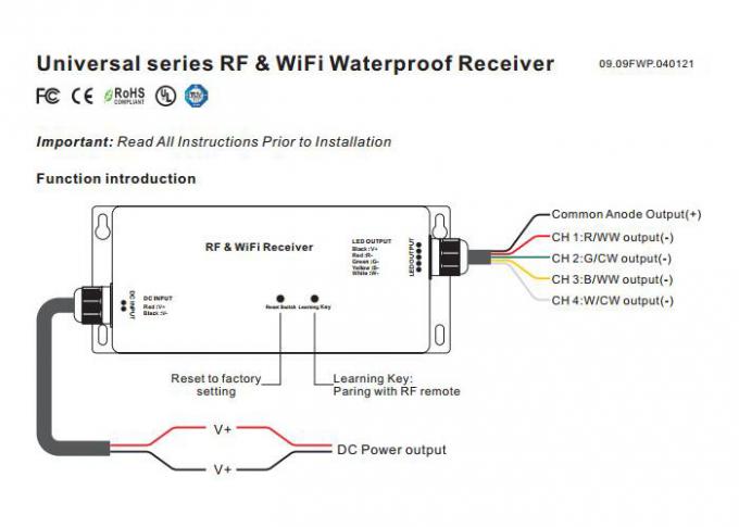 RF & СИД WiFi RGBW CV или CC регулятора 4Channels вывели наружу 5 лет гарантии 0