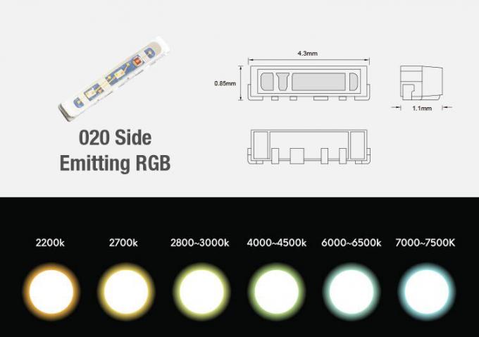 Испускать одиночных/RGB приведенный цветом собственной личности слипчивые прокладки светов SMD 020 высокий CRI90 24VDC стороны 1
