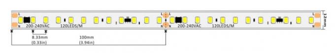 Высоковольтная прокладка 1600LM 16.5W 120LEDs СИД 220-240VAC на метр IP67 EMC 0
